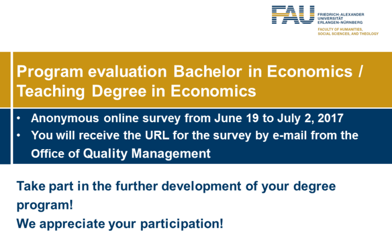 Program evaluation for Bachelor and Teaching degree